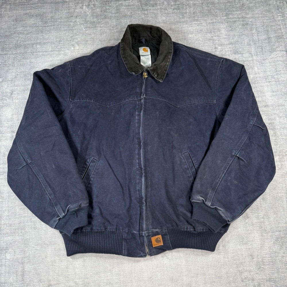 Carhartt Jacket Mens 2XL Midnight Blue Vintage Y2K J14 MDT Santa Fe Quilt Lined